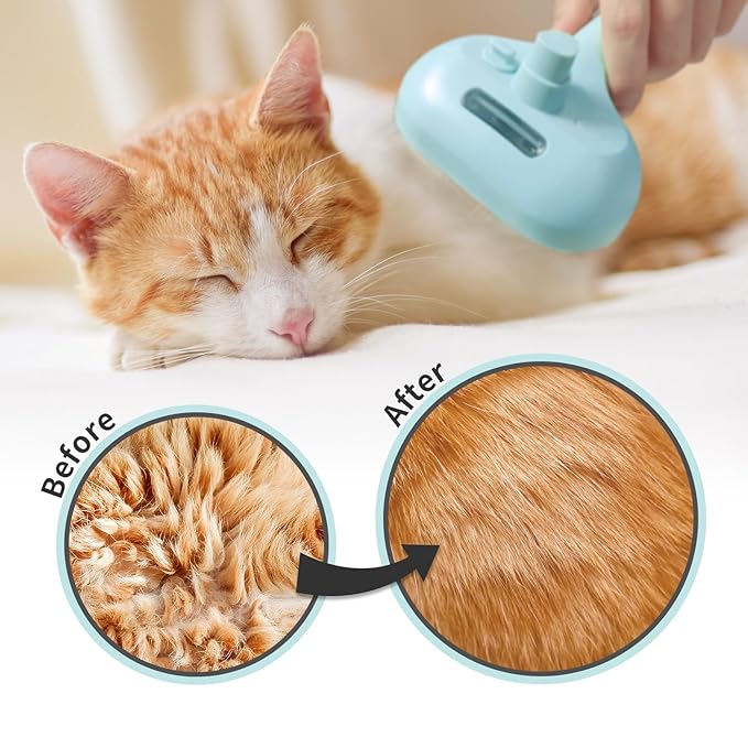 3-in-1 Self-Cleaning Pet Brush for Shedding - Removes Static and Loose Hair from Dogs and Cats (Blue)-PawvioPets