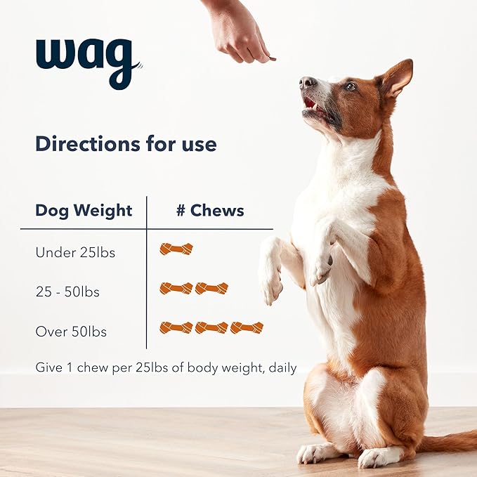 Amazon Brand - Wag Probiotic Supplement Daily Chews for Dogs, Supports Digestion and Gut Health, Natural Duck Flavor, 90 count-PawvioPets