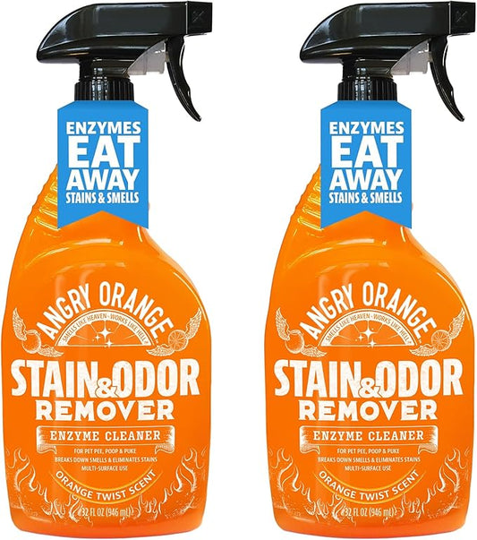 ANGRY ORANGE Pet Stain Remover for Dog Urine and Stains - Enzyme Cleaner - Citrus - Value 2 pack-PawvioPets