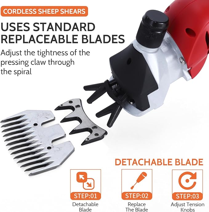 DUCKBOY Cordless Sheep Shears Clippers, Rechargeable Animal Pet Hair Clipper Groomer Shears 380W 18V for Animal, Goats, Cattle, Farm Livestock Pet, Hair Shaving-PawvioPets