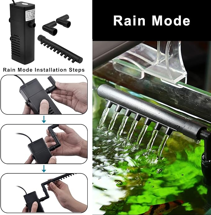 DOMICA Internal Aquarium Filter with Aeration System 100GPH 5W Power Filter for 5 to 15 Gallons Fish Tank, Submersible Fish Tank Filter-PawvioPets