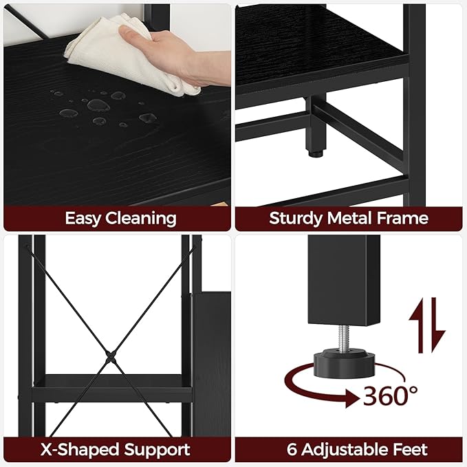 20-37 Gallon Fish Tank Stand, Aquarium Stand with Power Outlet and Storage Cabinet, Heavy Duty Tank Stand Suitable for Turtle Tank, Reptile Terrarium, for Home Office, Black FTHB40E01-PawvioPets