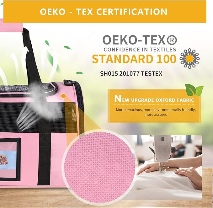 Cat Carriers Soft Side Carrier for Kitten Puppy Collapsible Travel Pet Carrier TSA Airline Approved Cat Carrier Bag for Under 15 lbs Pets, Pink-PawvioPets