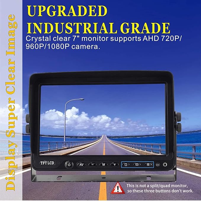 AHD 1080P 7" Reverse Rear View Backup Camera System, Camera with Night Vision Waterproof IP69K Vibration-Proof 10G for Tractor/Truck/Bus/Motorhome/Excavator/Caravan/Skid Steer/Harvester-PawvioPets