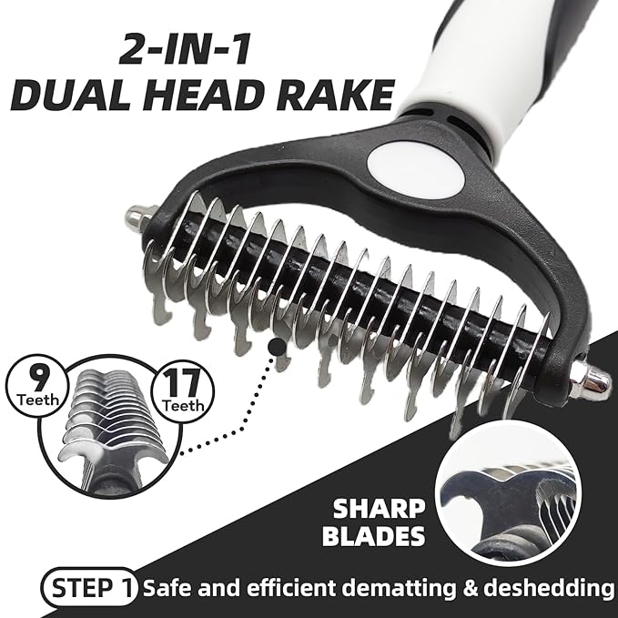 Dog Brush for Shedding, 7 PCS Dog Grooming Brush Kit, Undercoat Rake, Slicker Brush, Deshedding Comb, Bath Brush, Nail Clipper for Long & Short Haired Dogs & Cats, Black-PawvioPets