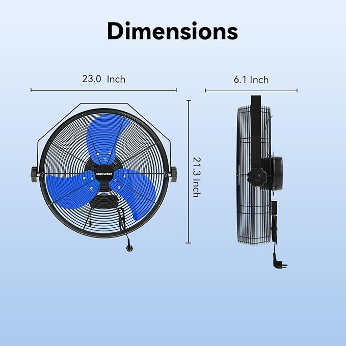 18 Inch Wall Fan Pro Series - 4900 CFM 3 Speed High Velocity Industrial Wall Mount Fans for Commercial, Residential, Warehouse, Covered Patio, Shop, Garage, Barn, Gazebo UL Safety Listed-PawvioPets