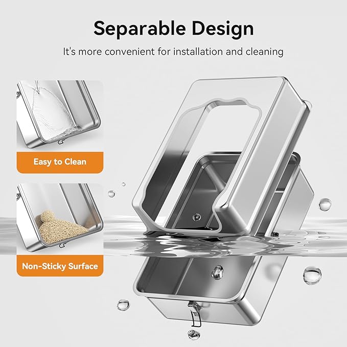 All-Metal 28" Extra Large Stainless Steel Cat Litter Boxes with Lid Metal Cat Litterbox Pan for Big Cats and Multiple Cats, Anti-Leakage, Easy Cleaning, Include Scoop-PawvioPets