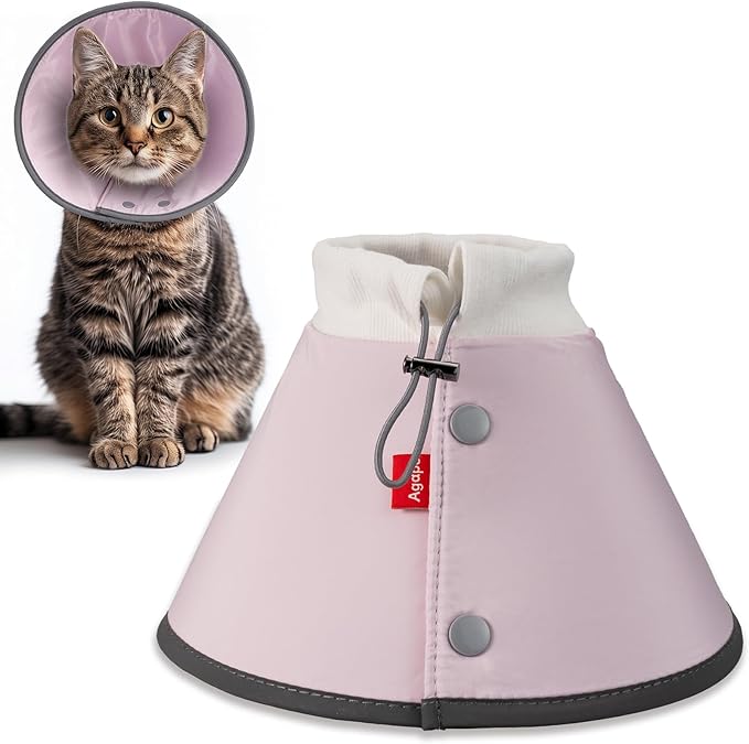 Agape Soft Cone for Cats & Small Dogs, Comfy Pet Cone to Stop Licking, Adjustable Cat E Collar Alternative After Surgery, Protective Elizabethan Collar for Pup & Kitty, Water Repellent Recovery Cone-PawvioPets
