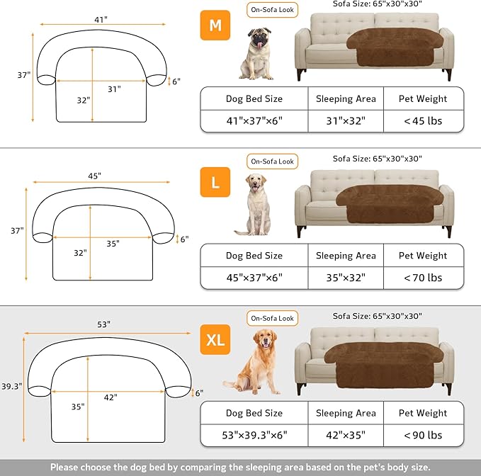 GGIB Calming Dog Bed Fluffy Plush Dog Mat for Furniture Protector with Removable Washable Cover for Large Medium Small Dogs and Cats (Extra Large (53x39.3x6), Brown)-PawvioPets