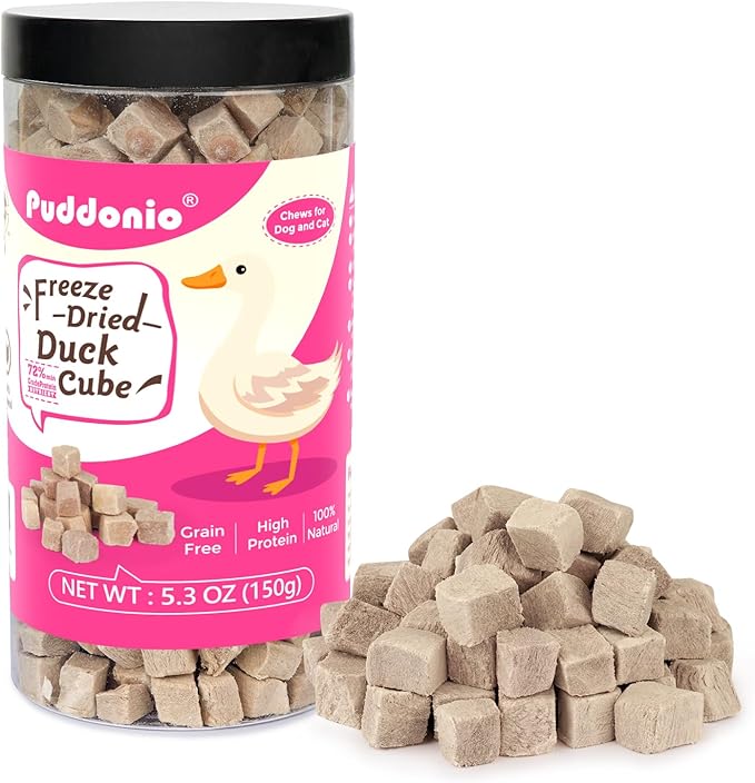 Freeze Dried Cats & Dogs Raw Treats, All Natural Single Ingredient Duck Breast, High Protein Healthy Pet Training Treats or Food Topper, 5.3 oz-PawvioPets