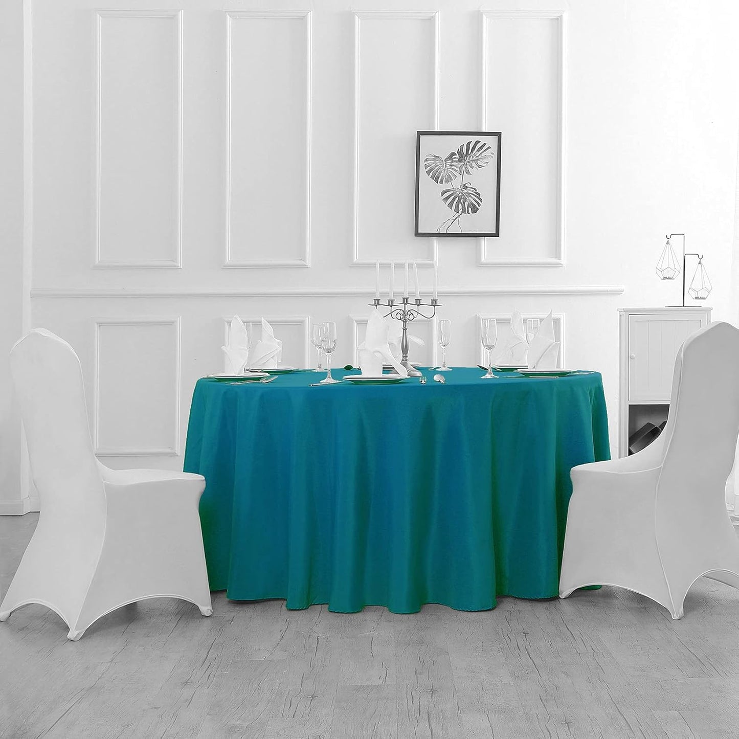 90 inch Round Tablecloth Washable Polyester Table Cloth Decorative Table Cover for Wedding Party Dining Banquet（90 inch, Caribbean Blue）