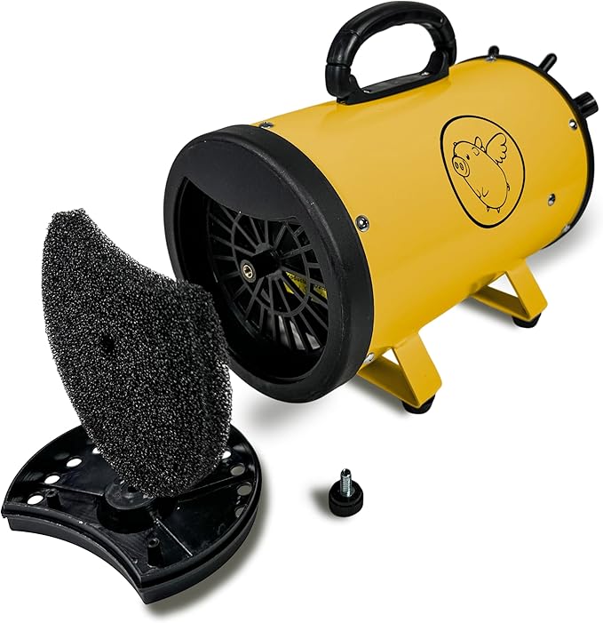 Flying Pig High Velocity Dog Pet Grooming Dryer w/Heater (Flying One, Yellow w/Black Logo)-PawvioPets
