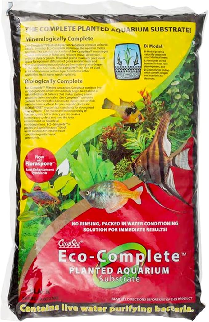 CaribSea Eco-Complete Planted Aquarium Substrate - 20 lbs - Black Nutrient-Rich Gravel for Freshwater Planted Tanks - Promotes Healthy Plant Growth & Water Stability-PawvioPets