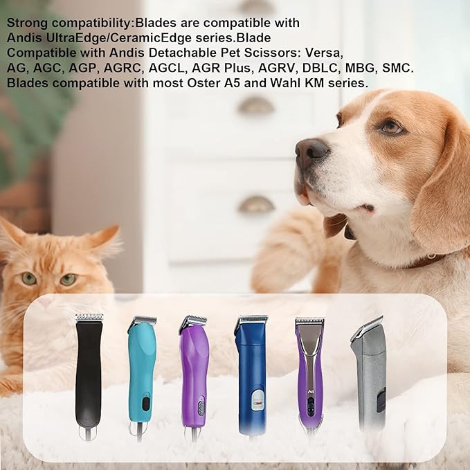 3pcs 7FC Blades Dog Grooming Replacement Blades Compatible with Andis Dog Clipper,Ceramic Blade & Stainless Steel Blade-PawvioPets