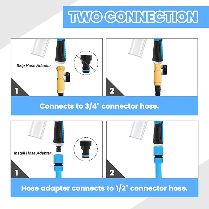 Dog Washing Hose Attachment, 10-in-1 Soap Sprayer Moden Garden Hose Nozzle with 100cc Soap Dispenser, Dog Wash Supplies with Dog Bath Brush & Pet Comb, Foam Gun Car Wash Sprayer (Blue)-PawvioPets