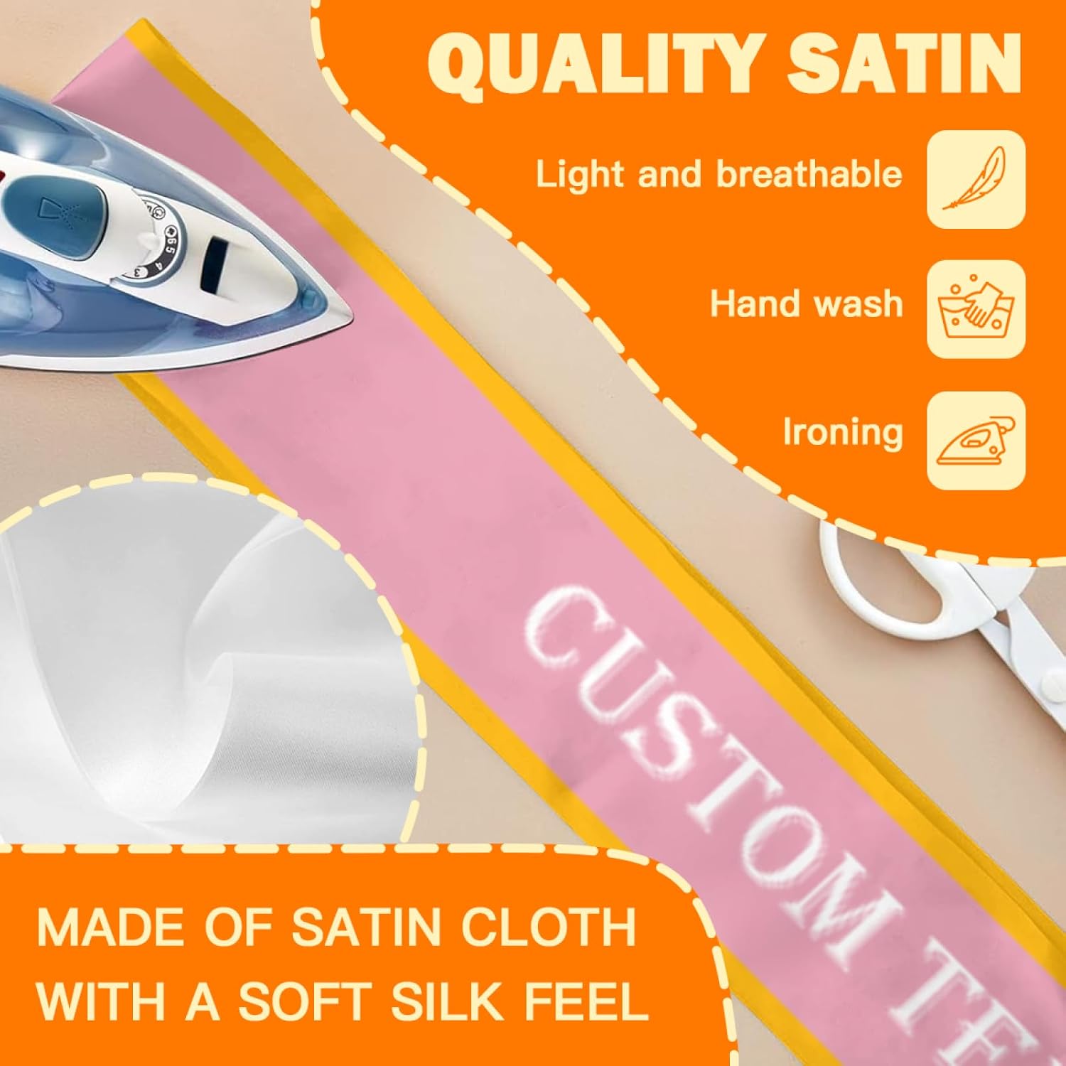 Custom Sash,Personalized Birthday Sash with Text Photo,Customized Bachelorette Sash Quote Sash Bride to Be Sash Color Optional (With decorative edge, Pink)