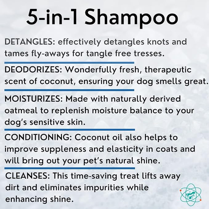 16 floz 5 in 1 Dog Shampoo for Itchy Skin - Sensitive Skin Dog Shampoo for Smelly Dogs - Dog Shampoos & Conditioners - Made in The USA-PawvioPets