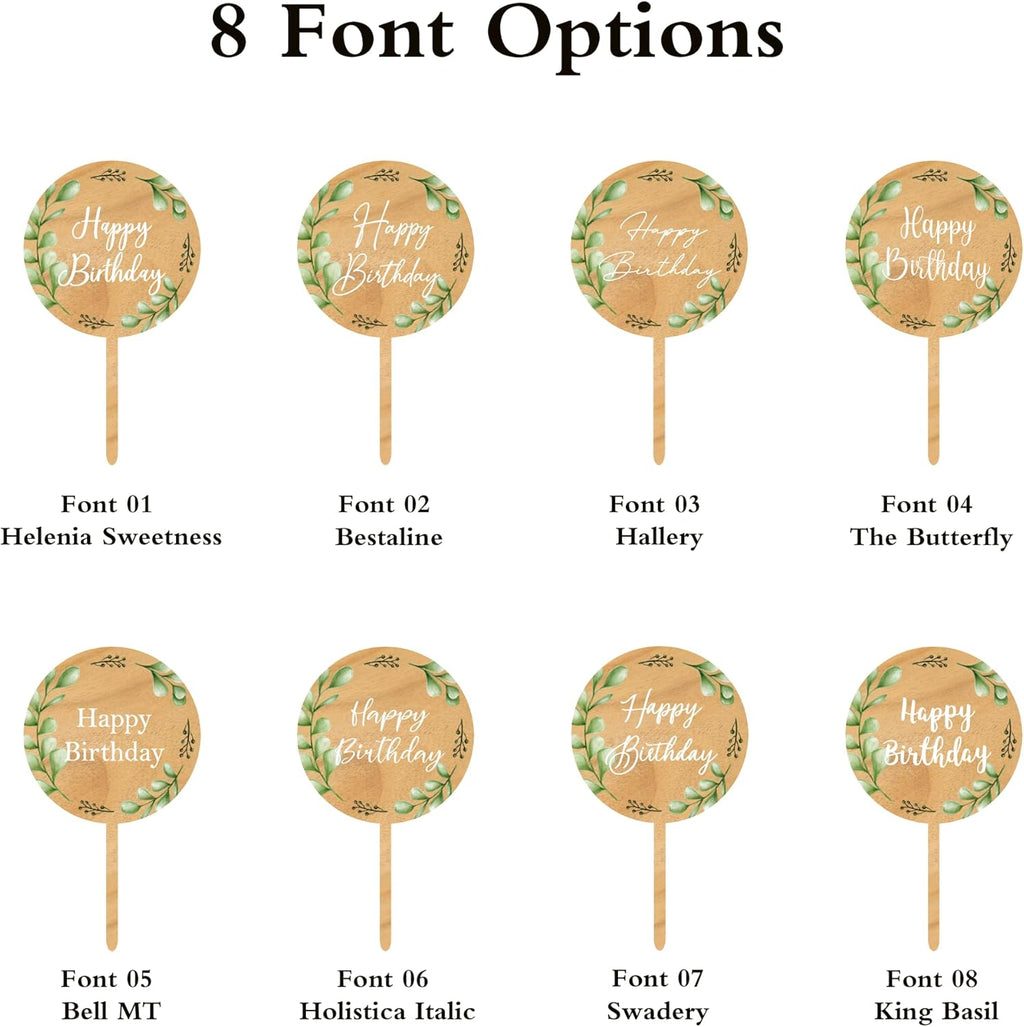 Custom Cupcake Toppers Cake Decorations in Wood for Wedding Engagement Baby Shower Birthday Party etc. (Design B / 36 PCS)