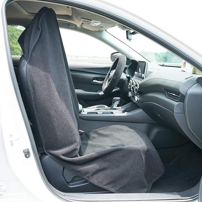 Car Seat Cover Protector Front Seats,for Gym Workout,Running,Swimming,Beach and Hiking,Waterproof Sweat Towel Bucket Seat Covers for Cars SUV Trucks (Grey, 2Pcs)-PawvioPets