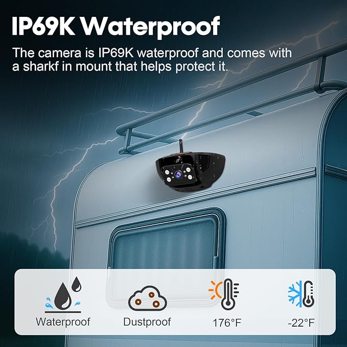 7-Inch Wireless Backup Camera for RV Trailer - HD 1080P Monitor, Night Vision, IP69 Waterproof, Easy Installation Compatible with Furrion, Split Screen 4 Channels Y31-PawvioPets