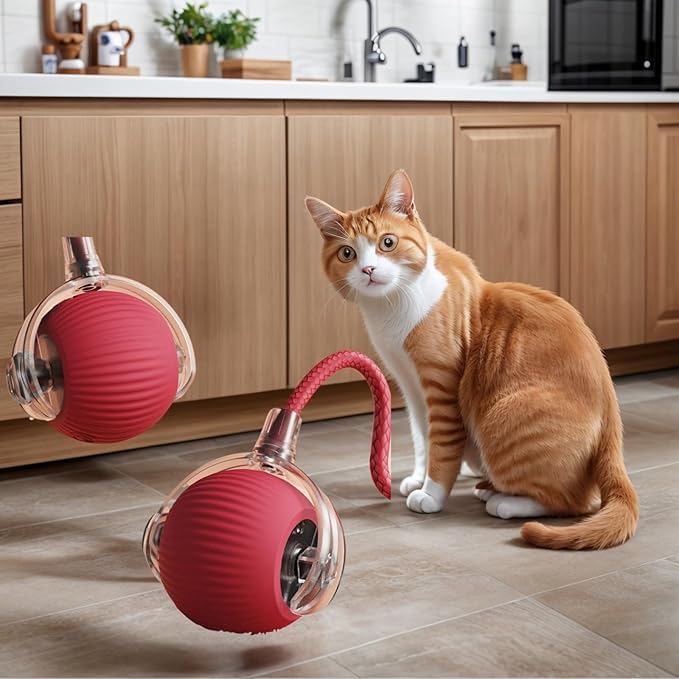Electric Cat Toy - Automatic Rolling cat Toy with Motion sensors, Designed for Indoor Cats, Suitable for Solo Play (USB Rechargeable) (Greener)-PawvioPets