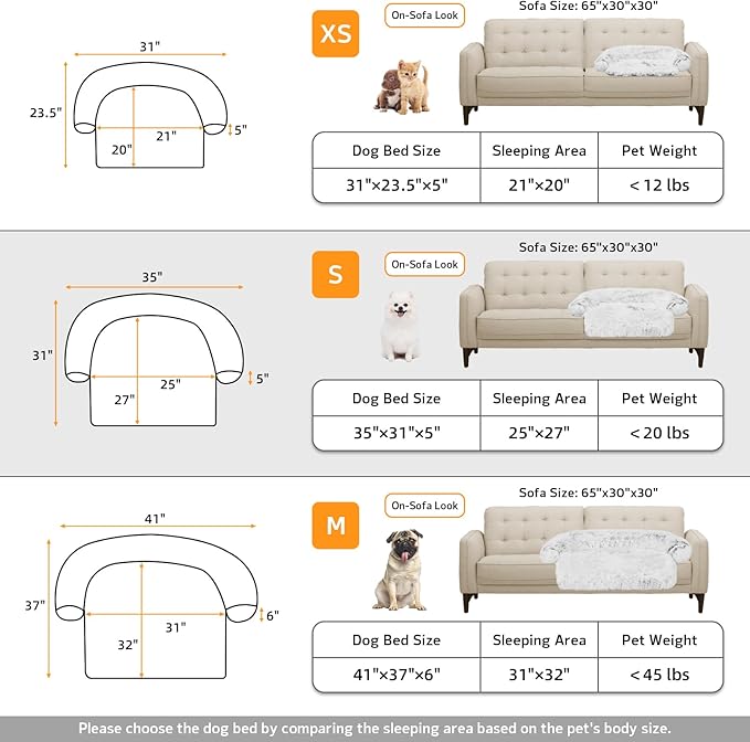 Calming Dog Bed Fluffy Plush Dog Mat for Furniture Protector with Removable Washable Cover for Large Medium Small Dogs and Cats (Small(35x31x5), Light Grey)-PawvioPets