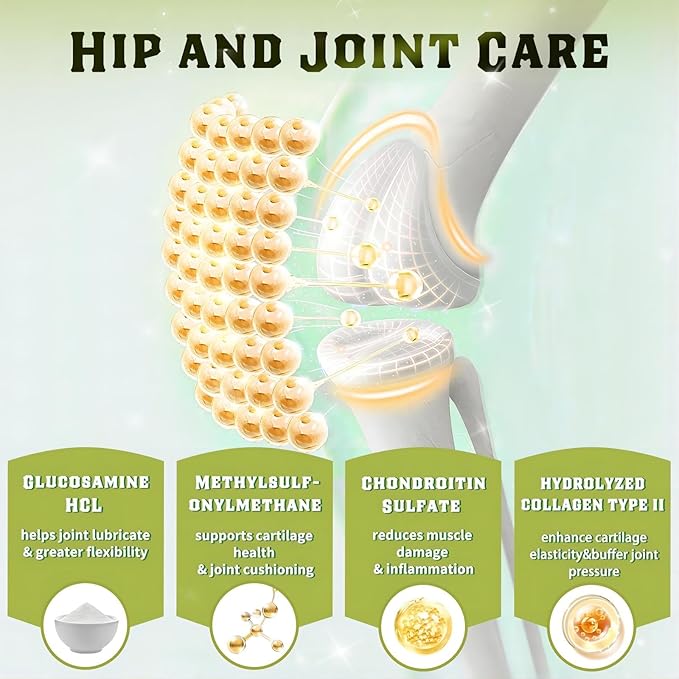 Glucosamine for Dogs, Hip and Joint Supplement for Dogs with Chicken Flavor, Anti Inflammatory, Dog's Chondroitin, Digestive Enzymes, Omega-3, Vitamin D, MSM, Calcium, Turmeric, 120 Freeze-Dried Chews-PawvioPets