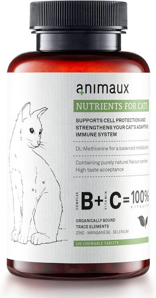 animaux – nutrients for Cats, All-Natural Cat Vitamins, Cat Essentials to Strengthen The Immune System & Natural Cell Protection, Healthy Skin & Shiny Coat, 120 Chewable Tablets, 120 Days Supply-PawvioPets