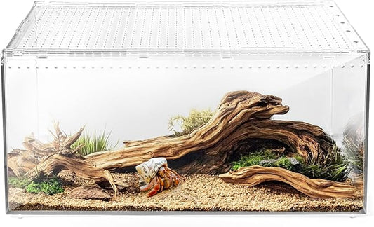 AZV Reptile Terrarium Tank,Versatile Enclosure for Leopard Crested Gecko,Lizard Cage,Spider Starter Kit,Hermit Crab Habitat,Tarantula Cribs,Perfect Aquarium for Snake,Frogs,Snails,Insects,Small Pets-PawvioPets