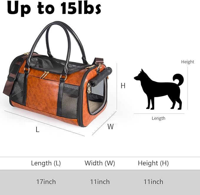 Dog Soft-Sided Carriers Pet Carrier for Small Dogs Cats, Fashion PU Leather Small Dog Carrier Pet Purse, Airline Approved Travel Pet Carrier for Puppy Kitten Small Animals-PawvioPets