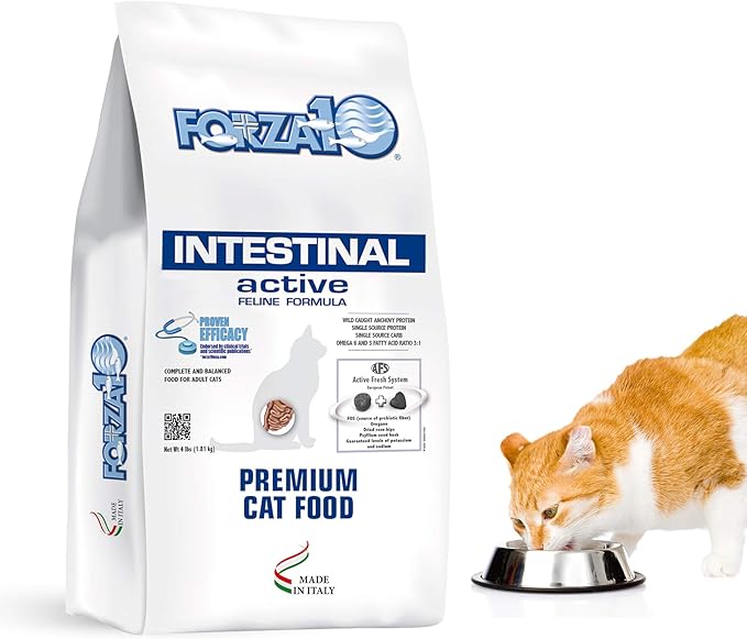 Forza10 Active Intestinal Support Diet Dry Cat Food for Adult Cats, Cat Food Dry for Upset Stomach, Diarrhea and Intestinal Disorders, Wild Caught Anchovy Flavor, 4 Pound Bag-PawvioPets