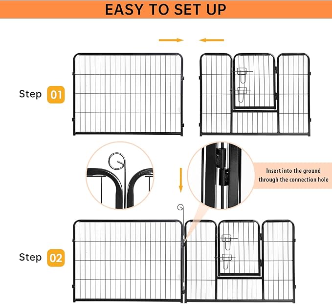 BestPet Dog Playpen Indoor 24 inch 8 Panels Metal Dog Pen Pet Dog Fence Outdoor Exercise Pen with Doors,Pet Puppy Playpen for RV Camping Yard, Black-PawvioPets
