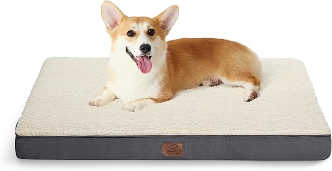Bedsure Dog Bed Medium Size Dog - Orthopedic Flat Puppy Beds with Removable Washable Cover, Egg Crate Foam Pet Mat, Suitable for Pet Up to 35 lbs-PawvioPets