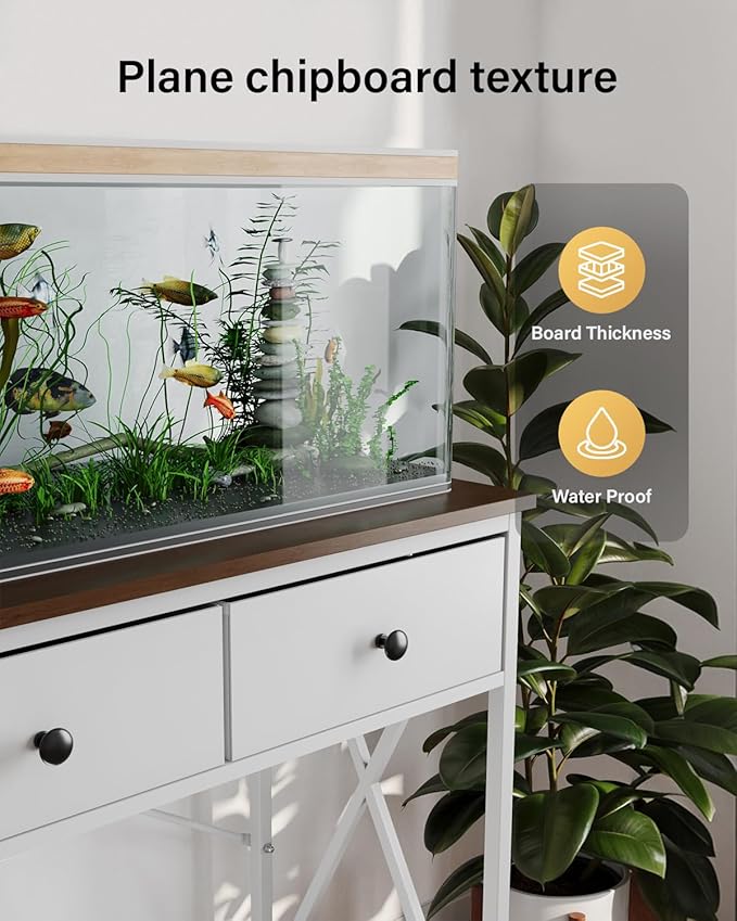 Fish Tank Stand 29 Gallon: Sturdy Aquarium Stand with Accessories Storage - Metal Fish Tank Table for 20-29 Gallon Reptile Breeder Turtle Terrarium - 30.7"x16.5" Weight Capacity 330 lbs-PawvioPets