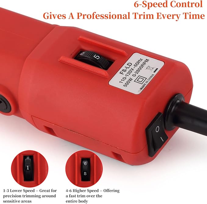 DUCKBOY Heavy Duty Clippers for Thick Coats Animals, 500W Professional Electric Shearing Machine for Horse Pony Cattle and Large Dogs Livestocks Grooming, 6 Speed & 2 Detachable Shearing Blades-PawvioPets