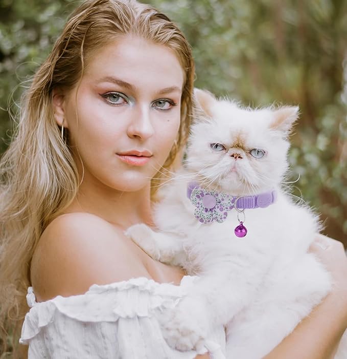 16 PCS Cute Cat Collars Breakaway with Bell for Boy Cats and Girl Cats Gifts (#5-Multicolor Plaid)-PawvioPets