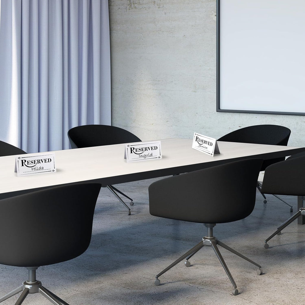300 Pcs Paper Table Reserved Sign with Name Line Reserved Seating Signs Bulk Double Sided Signs for Reserving Seats Restaurant Wedding Reception Church Board Business Meeting (White Black)