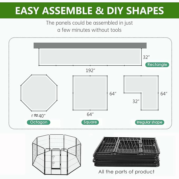 BestPet Dog Playpen Indoor 40 inch 8 Panels Metal Dog Pen Pet Dog Fence Outdoor Exercise Pen with Doors,Pet Puppy Playpen for RV Camping Yard, Black-PawvioPets
