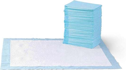 Amazon Basics Dog and Puppy Pee Pads with 5-Layer Leak-Proof Design and Quick-Dry Surface for Potty Training, Standard Absorbency, X-Large, 28 x 34 Inch - Pack of 60, Blue & White-PawvioPets