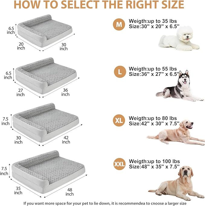 BFPETHOME Orthopedic Dog Beds for Large Dogs-Waterproof Sofa Dog Bed with Removable Washable Cover, Large Pet Bed with Waterproof Lining and Nonskid Bottom, Pet Bed for Dogs-PawvioPets