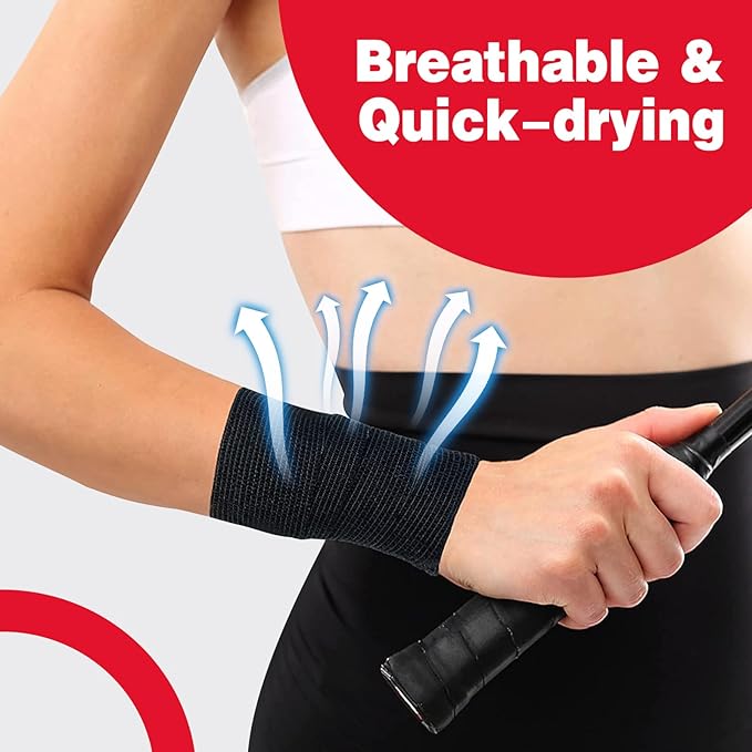 AZEN 8 Pack Self Adhesive Bandage Wrap, 2" X 5 Yards Elastic Cohesive Bandage Wrap, Black Athletic Tape, Vet Wrap, Ankle Tape, Tattoo Grip Tape Wrap-PawvioPets