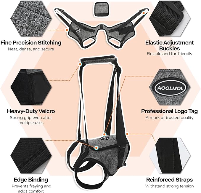 Dog Sling for Medium Large Dog Rear Leg, Lift Harness Provide Support with Muscle Atrophy and Joint Problems for Elderly Injured Arthritic Pet, Dog Weak Rear Legs Provides Rehabilitation Aid-PawvioPets