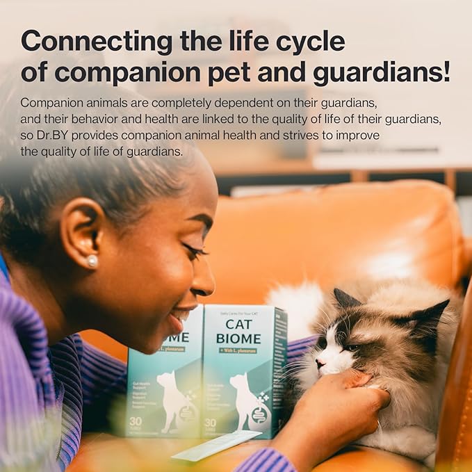 Dr.by CAT BIOME Cat Probiotics - Digestive & Gut Support for Cats, Diarrhea Relief, Immunity Booster with Lactiplantibacillus plantarum Lickable Formula Individually Packaged-PawvioPets
