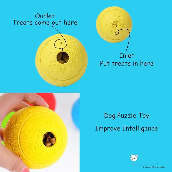 Dog Puzzle Toy, Treat and Dental Balls, Interactive Treat Dispensing Toy for Dogs, Durable Puppy Toys for Teething Small Dogs, Rubber Teeth Balls, Slow Feeder, 2-Pack (Medium Large)-PawvioPets