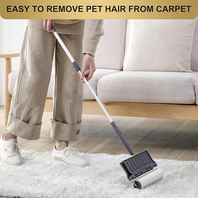 Fedicelly Lint Rollers Pet Hair Extra Sticky Floor with Long Handle,Large Cat Dog Hair Remover Laundry Clothes Carpet Furniture,6.3 inches Wider with 320 Sheets Giant Lint Remover Brush for Couch-PawvioPets