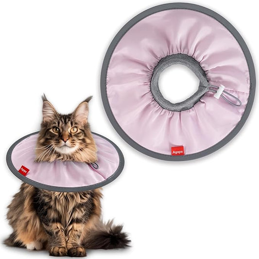 Agape Soft Cat Cone, Comfy Collar to Stop Licking & Scratching, Lightweight Recovery Collar for Cats After Surgery, Adjustable Elizabethan Collar for Neuter Recovery, Waterproof Neck Cones for Cats-PawvioPets