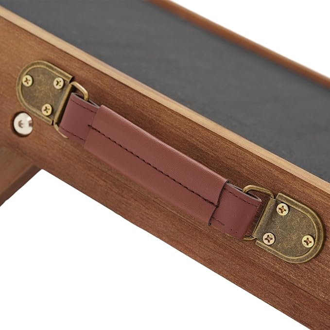 Dog Ramp for Bed, Dog Stairs for Small and Large Dogs, Portable Dog Steps for Bed, Couch, Car, Adjustable Folding Pet Ramp, Upgrade Rubber Pet Steps, Supports up to 210 lbs (Medium-Brown)-PawvioPets