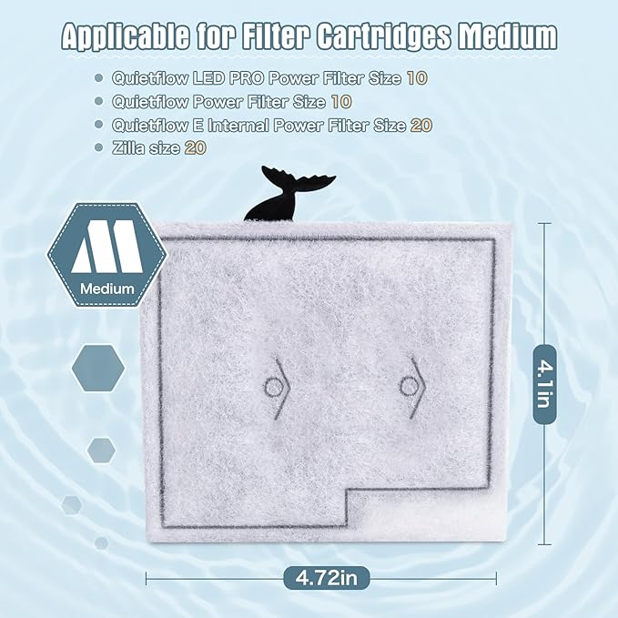 12 Pack Medium Filter Cartridges Compatible with Aqueon Replacement Filter Cartridges Compatible with Aqueon QuietFlow LED PRO Power Filter Size 10 & E Internal Power Filter Size 20 & Zilla Size 20-PawvioPets