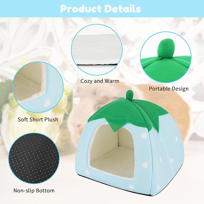 BWOGUE Guinea Pig House Bed Cozy Hamster Cave Large Hideout for Dwarf Rabbits Hedgehog Bearded Dragon Winter Nest Hamster Cage Accessories-PawvioPets