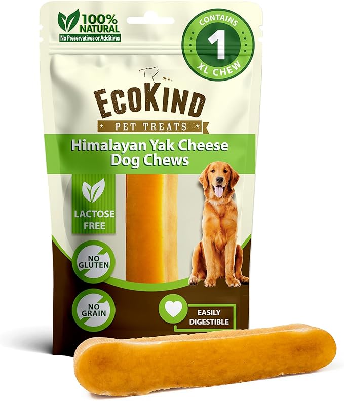 EcoKind Premium Gold Monster Yak Cheese Himalayan Dog Chew, Dog Treats Large Breed, All Natural, High Protein, for Aggressive Chewers, XL - 1 Chew-PawvioPets